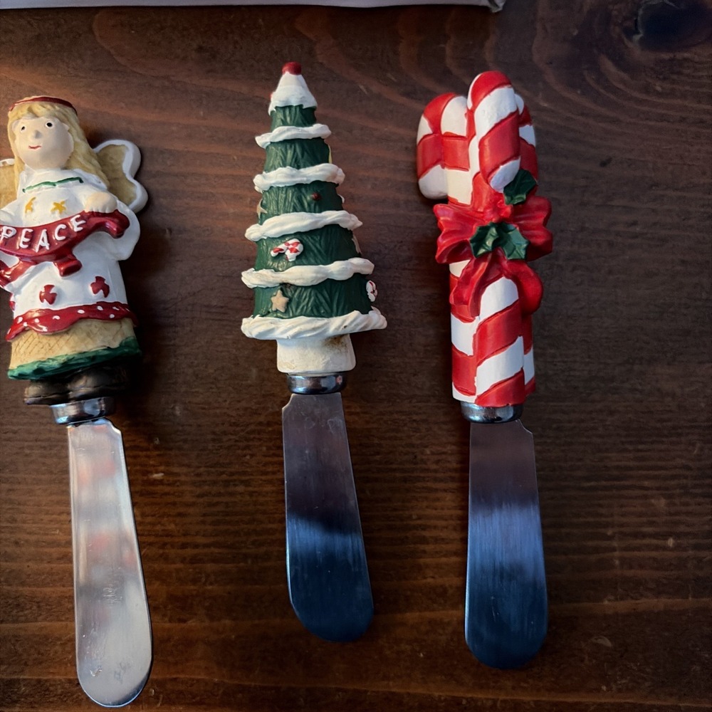 Holiday Christmas Spreaders Cheese Butter Set 4 Unbranded 11097 Original Box - Picture 3 of 7
